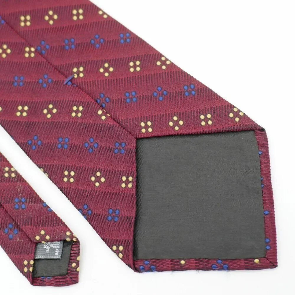 Stafford Executive Red Tan Blue Geometric Woven Wide Silk Tie‎